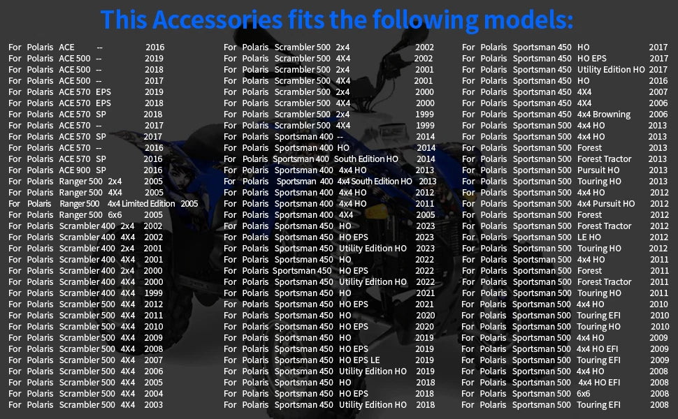 Front Shocks Kit for Polaris Ranger 500/700/XP 700/Crew 700 (2000–2023)