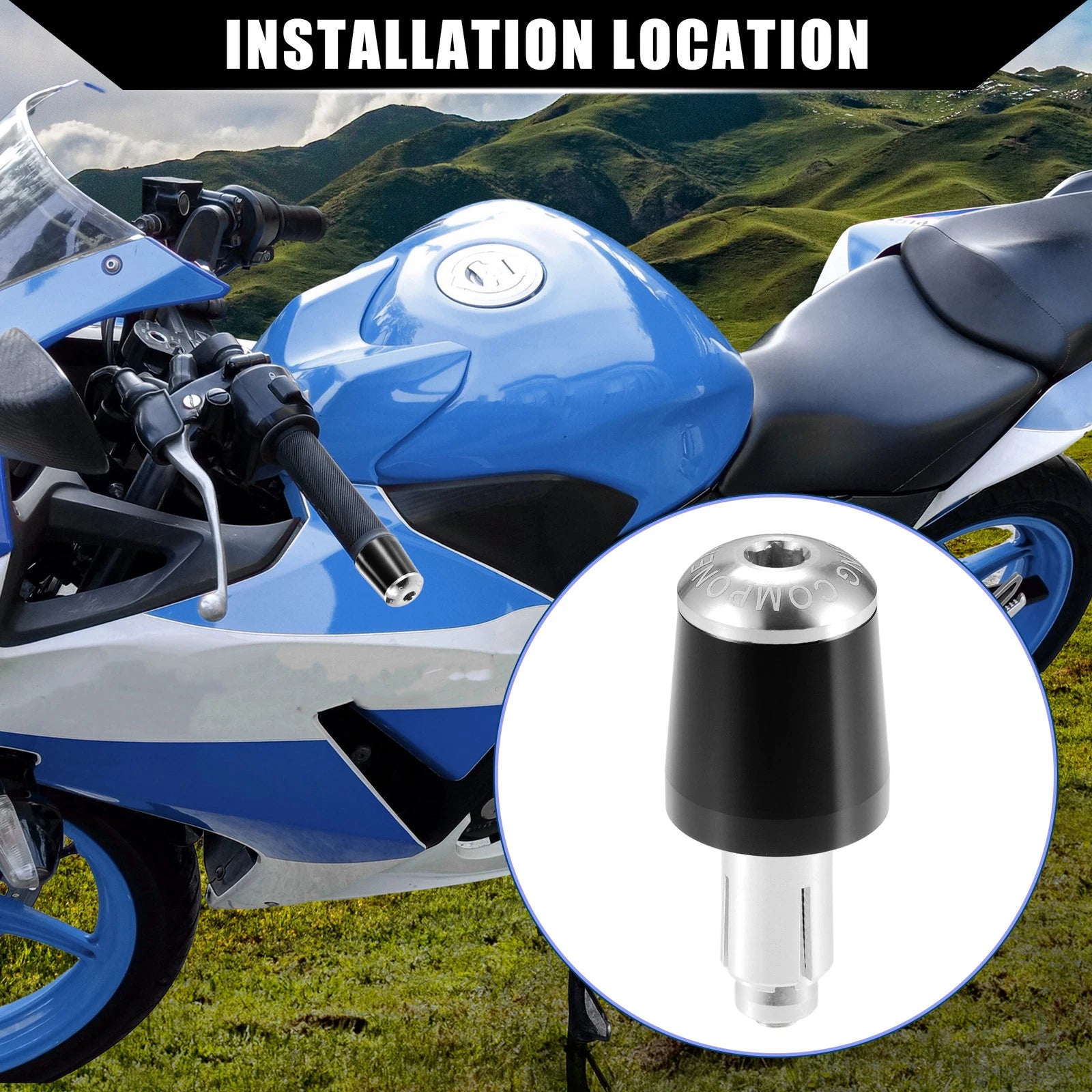 2 Pcs Handlebar End Plug Cap 7/8" for Honda Motorcycle