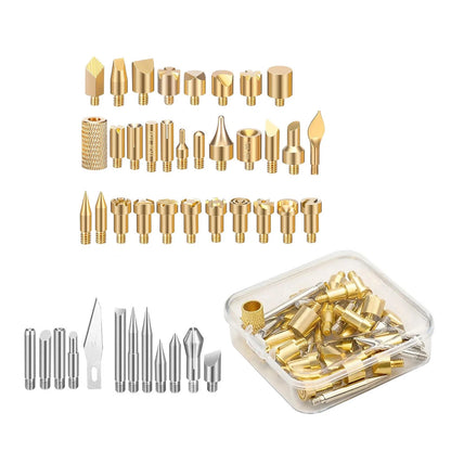 43x Brass Wood Burning Tips for Pyrography Engraving M4 Screw