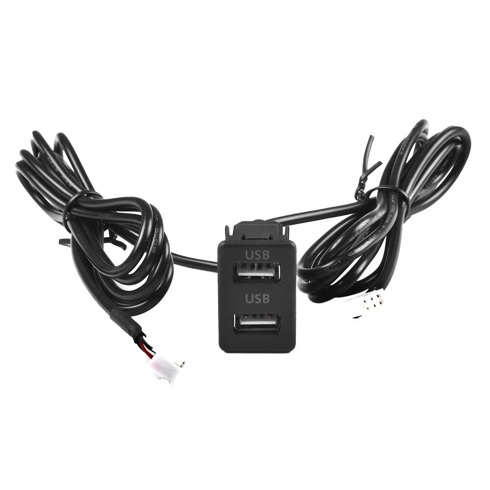Dual USB Port Extension Cable Adapter for Car Multimedia Head Unit (4, 6 Pin)
