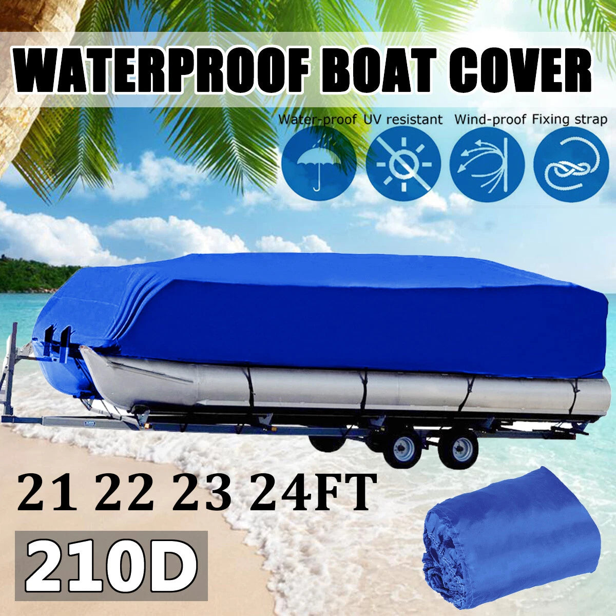 Fishing Ski Pontoon Boat Cover for Neverland 21-24ft (Waterproof, UV, Dust, Rain)
