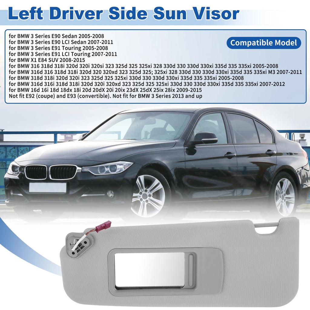 Left Side Sun Visor Replacement for BMW 3 Series E90 E91 Sedan Touring (2005–2008)