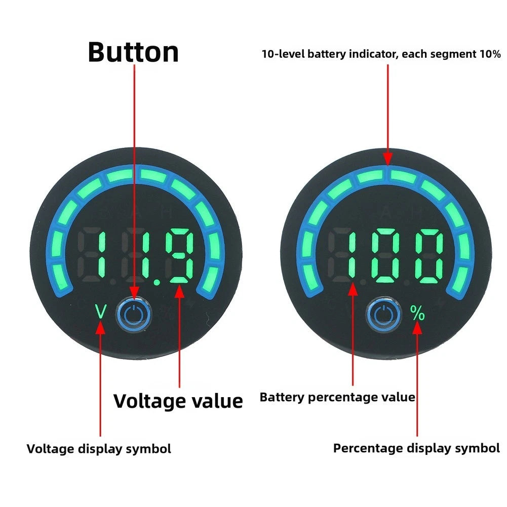 LED Digital Voltmeter DC 8V-120V for Battery Capacity Assessment