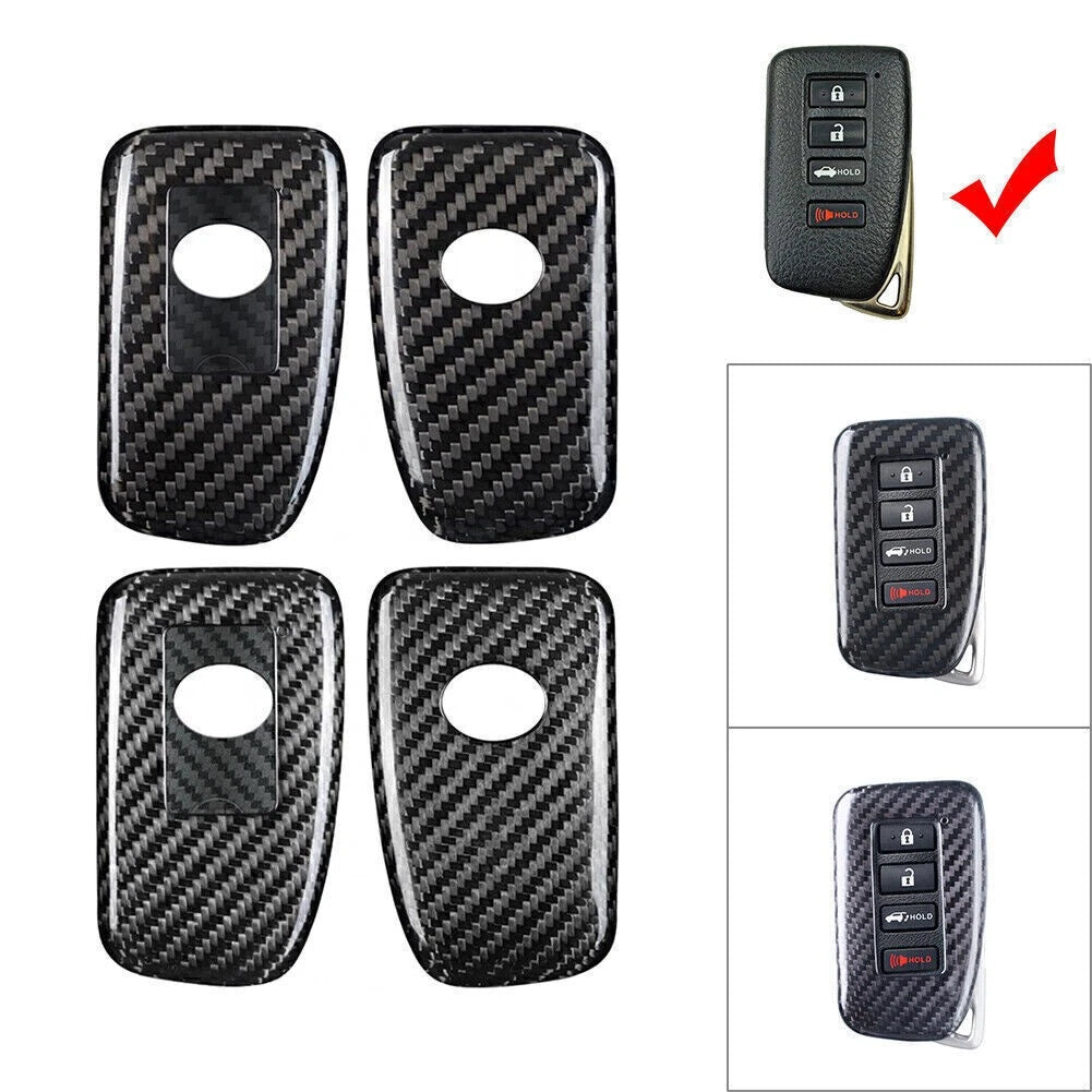 Carbon Remote Key Shell Cover Case for Lexus (2014–2017) Black & Silver