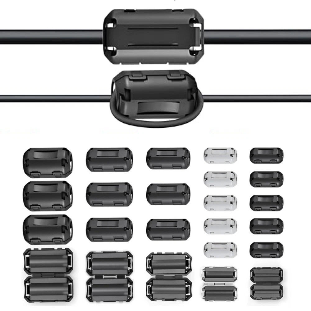 24PCS Ferrite Beads Kit for EMI RFI Interference Blocking in Cables