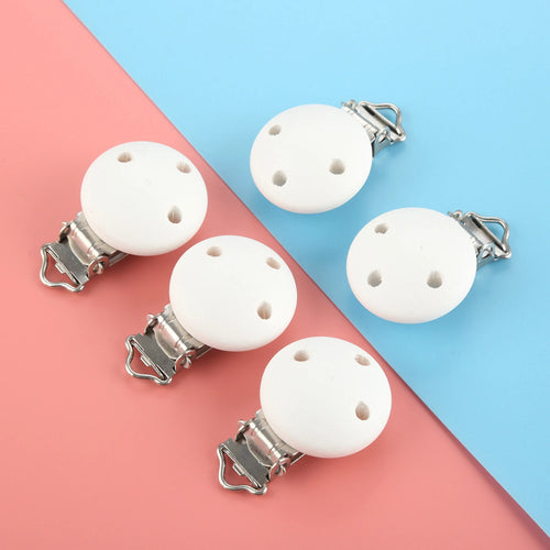 10X Wooden Baby Pacifier Clips Safety Clasps Natural & White