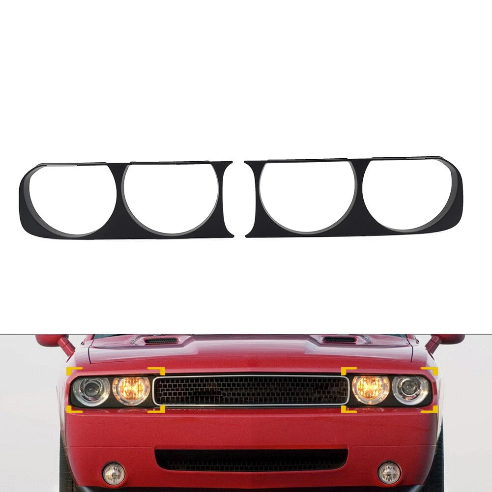 Matte Black Headlight Bezel Trim for Dodge Challenger (2008–2014)
