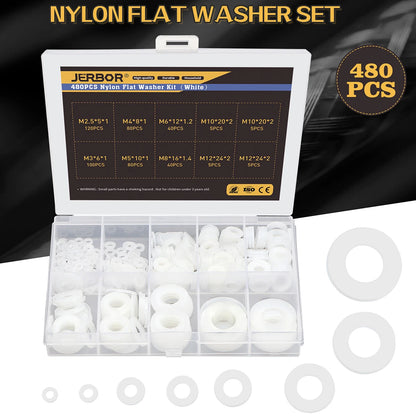 480pcs Plastic Washers for Industrial Fixings (Corrosion-Free)