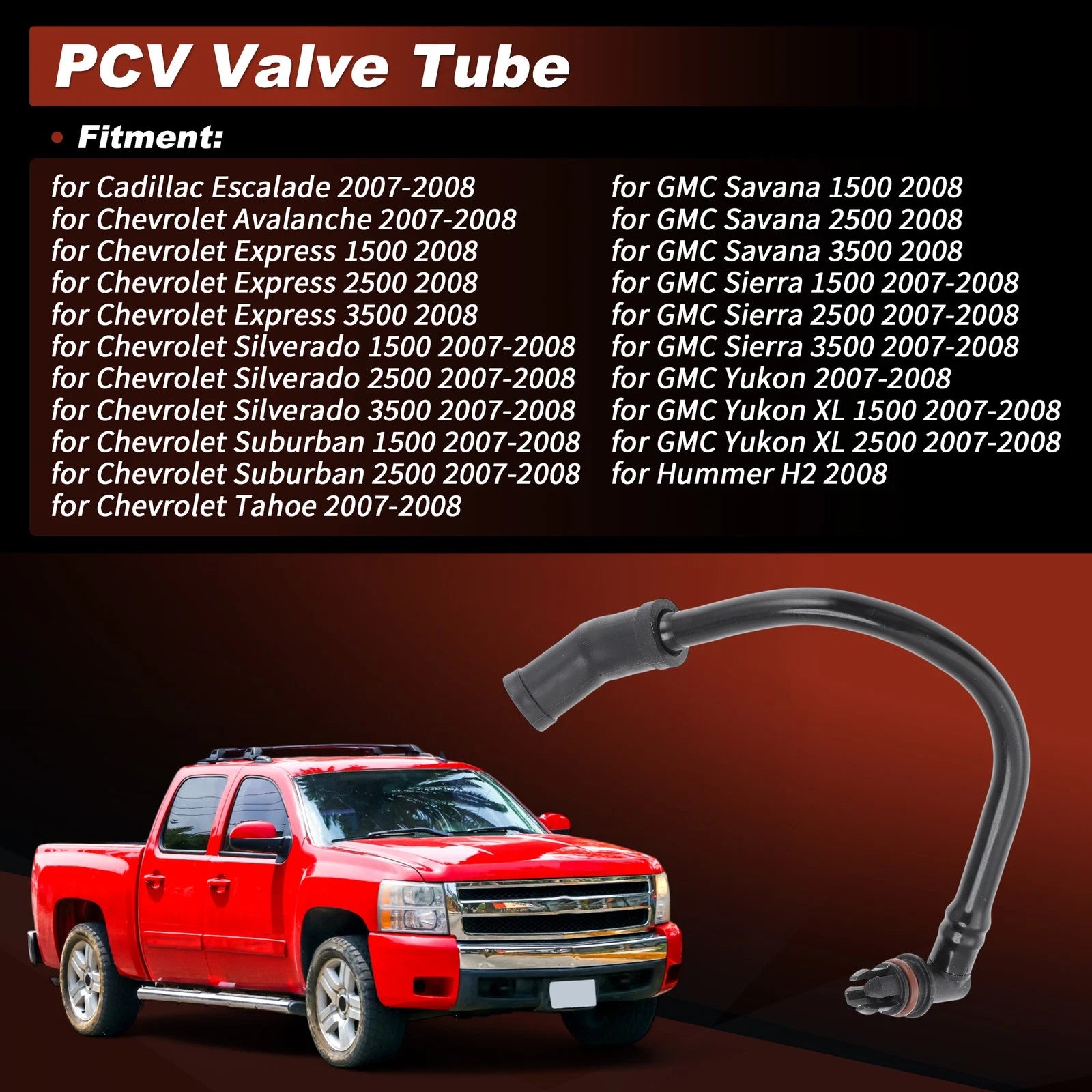 PCV Valve Tube Replacement for Chevy Silverado GMC Sierra 1500 2500 (2007–2008)