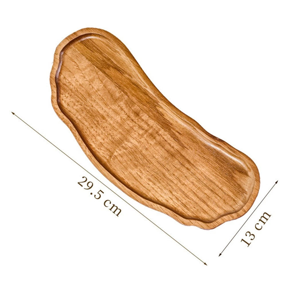 Oval Wooden Serving Tray for Dinner Plates Snacks Fruits Desserts