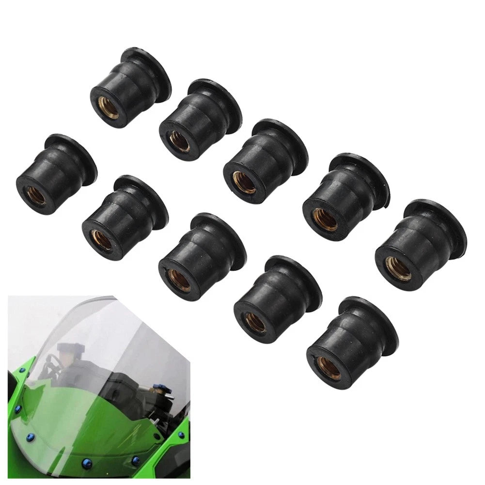 10PCS Rubber Windshield Nut M6 Vibration Damper for Motorcycle