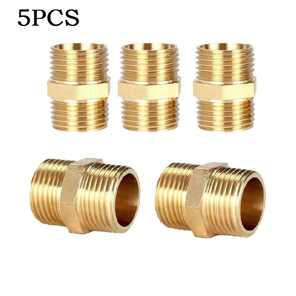 5X Pipe Quick Adapter for Various Applications (Brass Gold Tone)