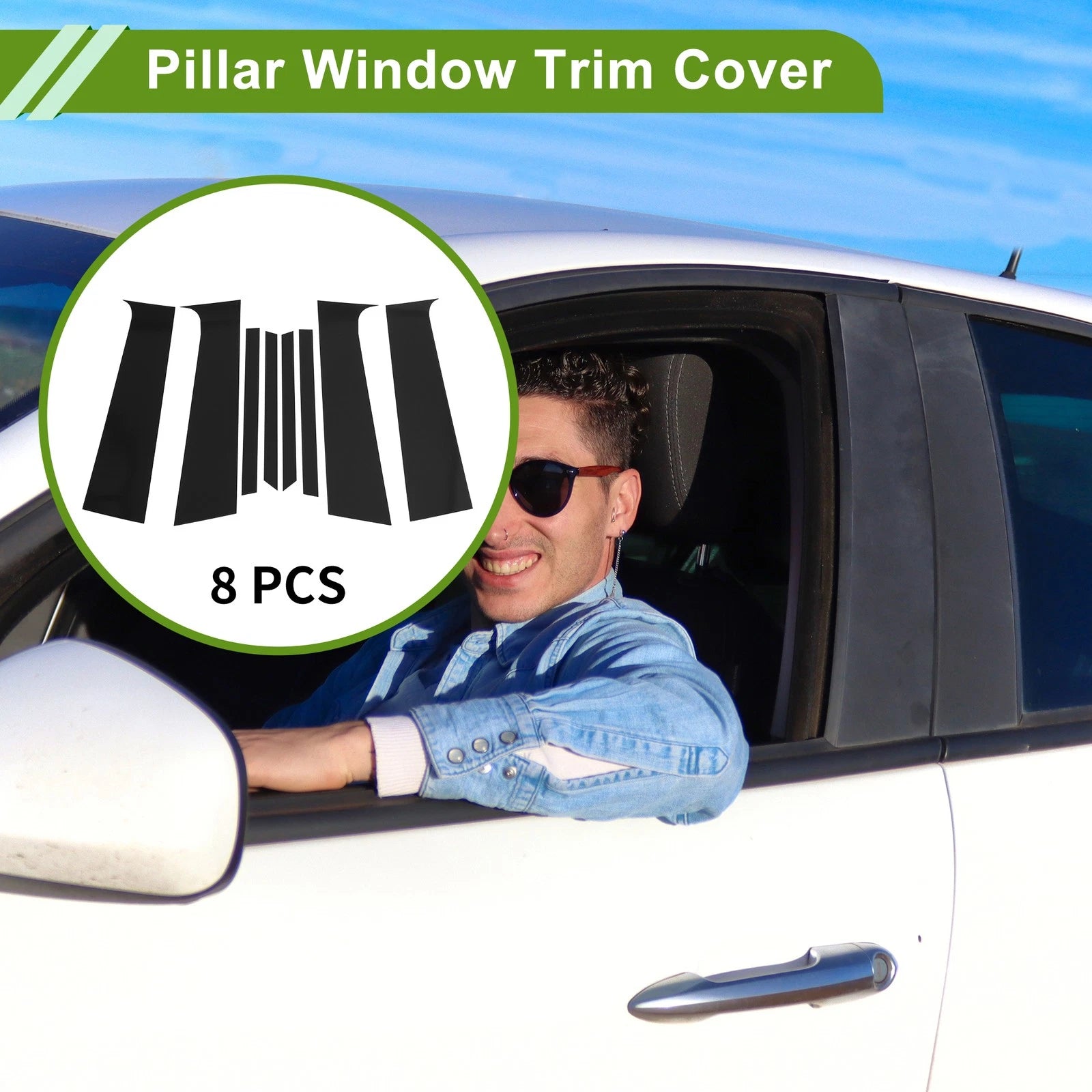 8 Pc Pillar Window Trim Replacement for Chevrolet Trax (2015–2020) Black