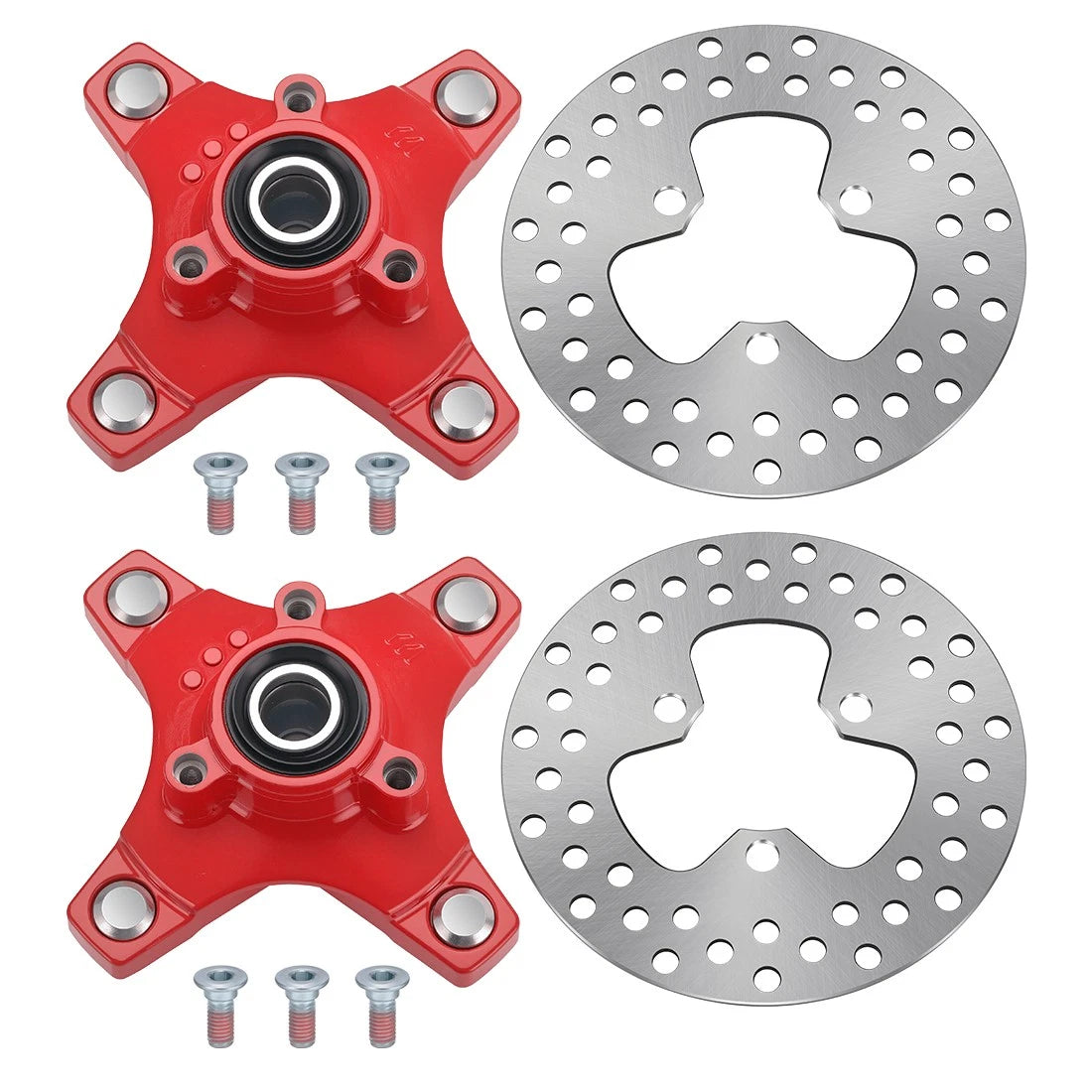 2X Red Front Wheel Hubs & Brake Rotors for Honda Sportrax 250 TRX250EX (2001–2008)