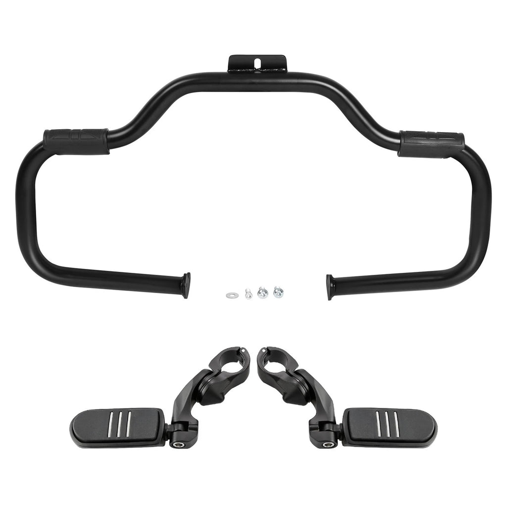 Matte Black Engine Guard Foot Pegs for Harley Softail (2000–2017)