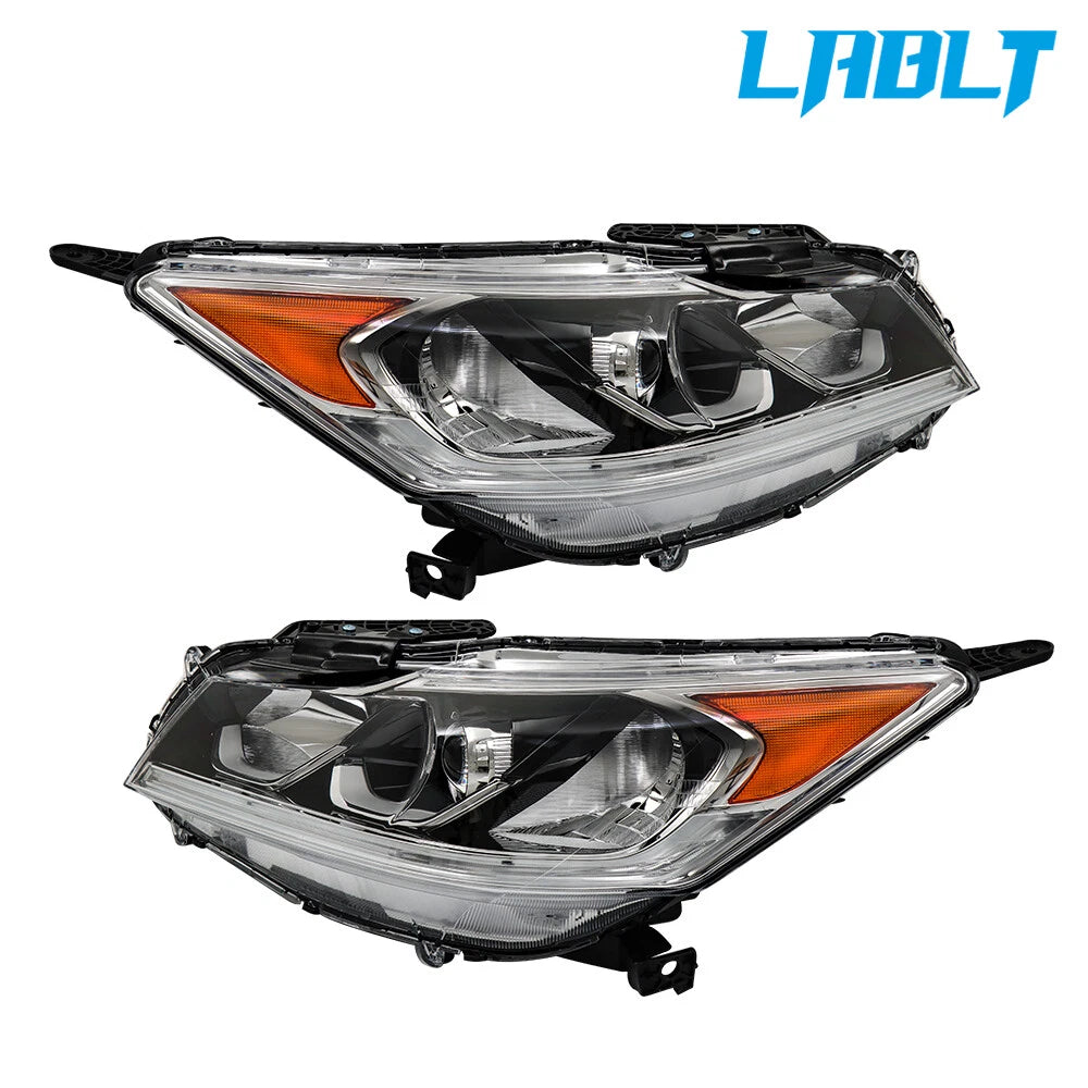 2X Black Halogen Headlight Assembly for Honda Accord Sedan (2016–2017)