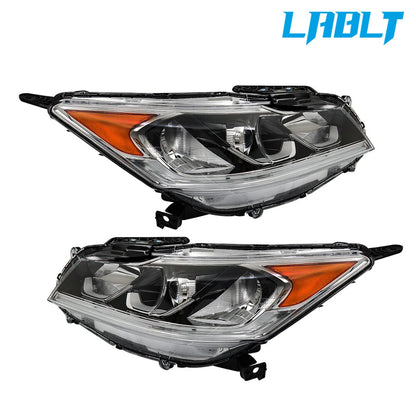 2X Black Halogen Headlight Assembly for Honda Accord Sedan (2016–2017)