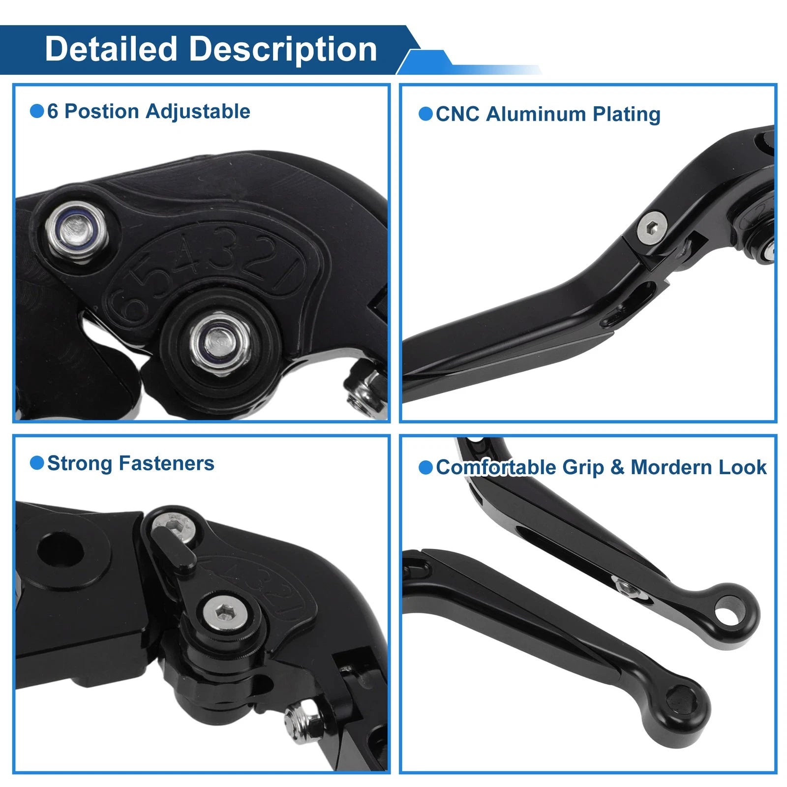 Adjustable Brake Clutch Levers for Honda CBR650R (2014–2022) Solid Black