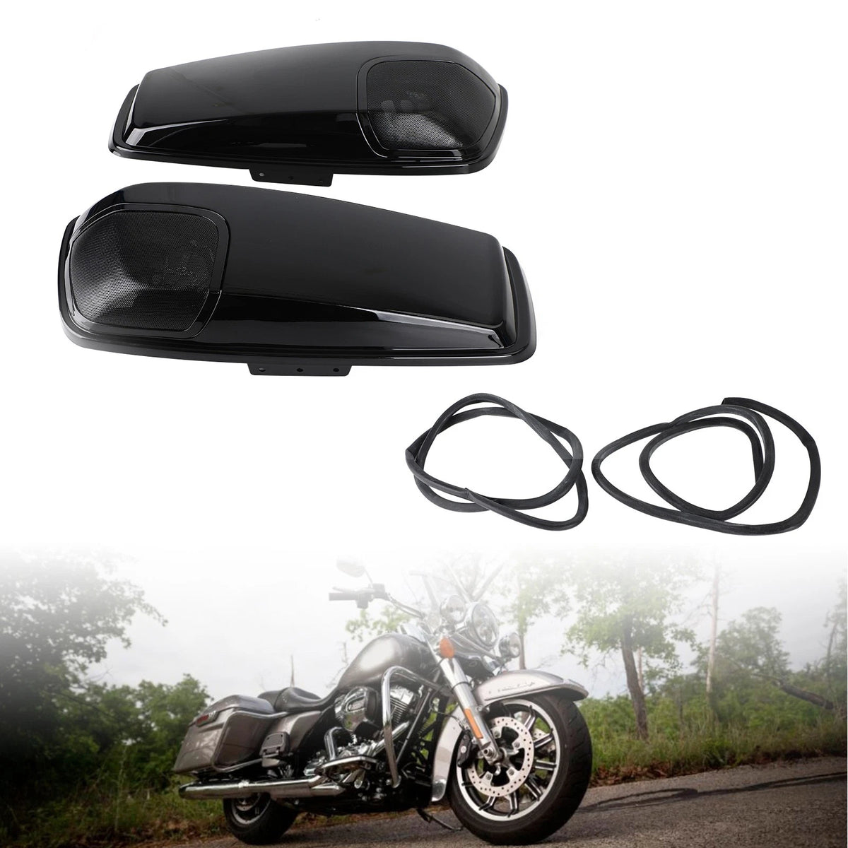 Hard Saddlebag 5x7" Speaker Lids for Harley Touring Road Street Glide (2014–2020)