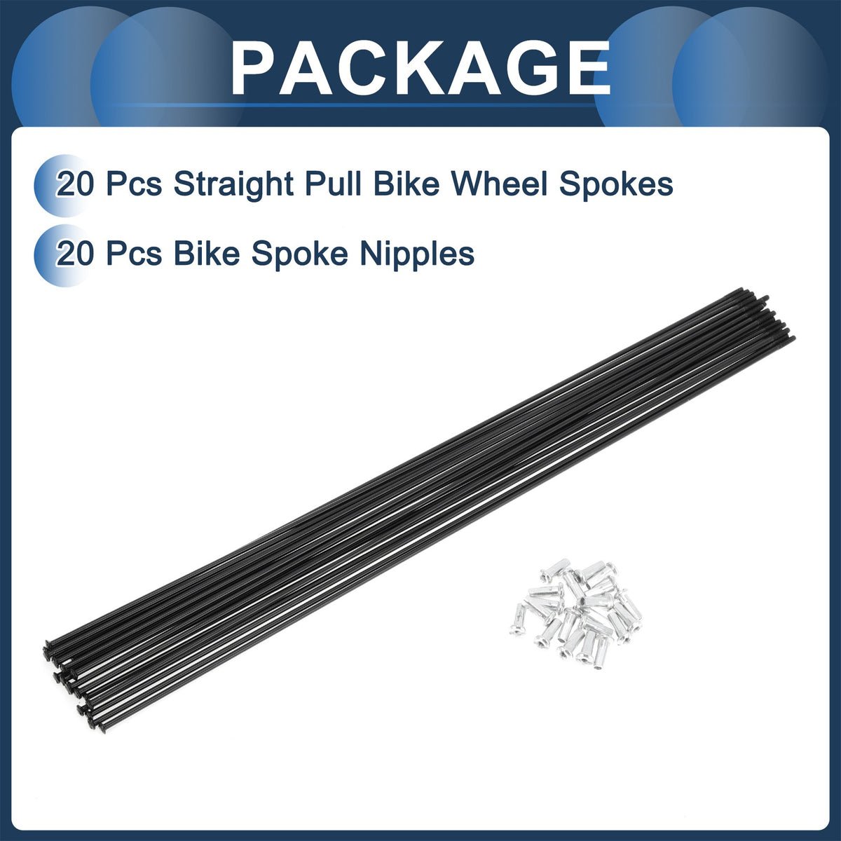 Bicycle Spokes Straight Pull 295mm Replacement for 14G Bike Wheel (Qty 20)