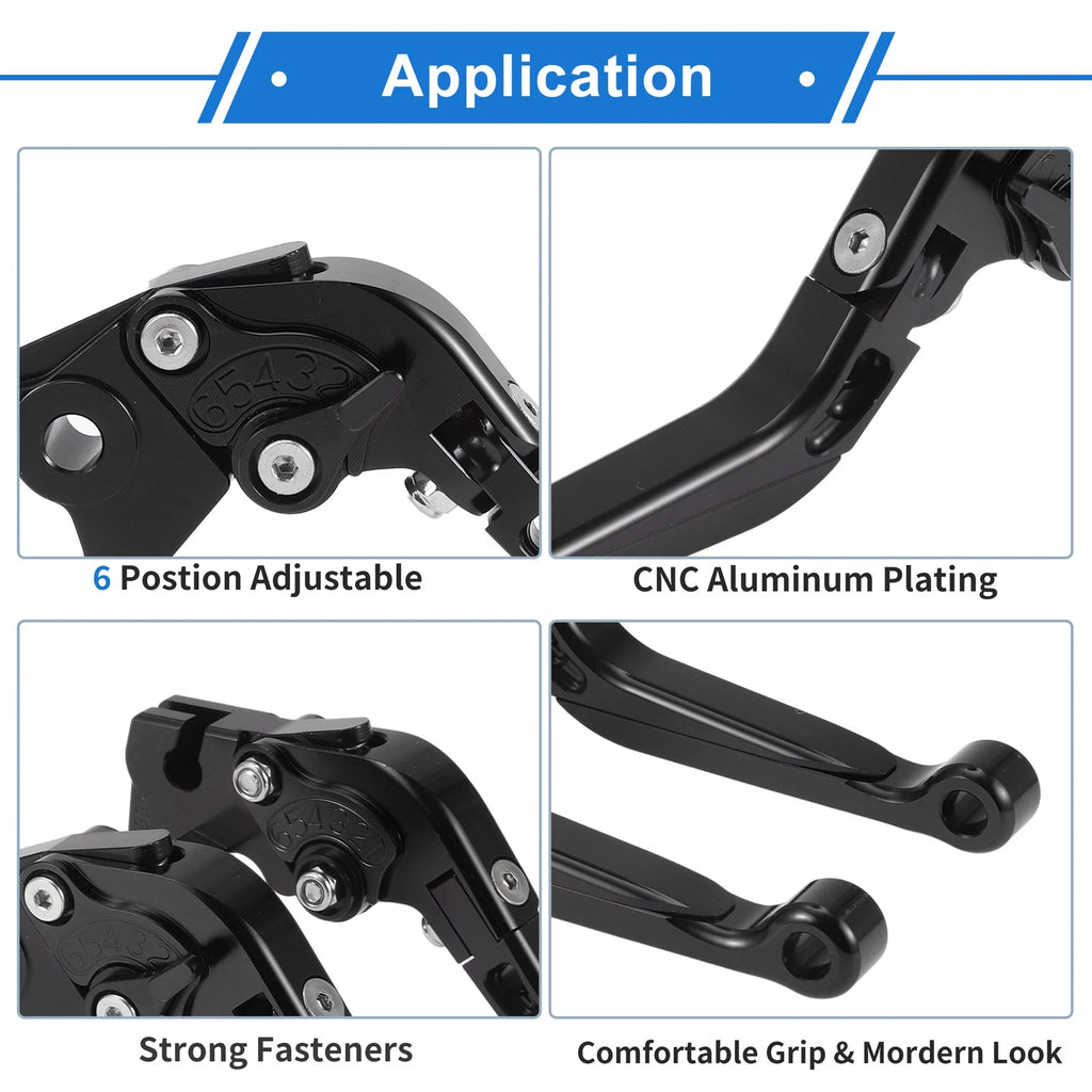 Adjustable Brake Clutch Levers for Yamaha YZF R1 (2002–2003) Solid Black