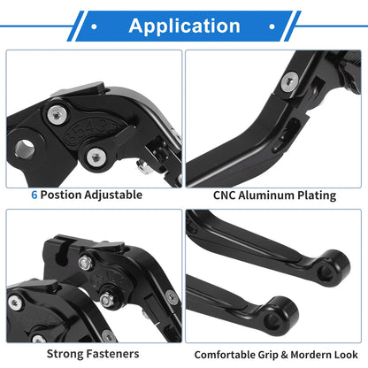 Adjustable Brake Clutch Levers for Yamaha YZF R1 (2002–2003) Solid Black