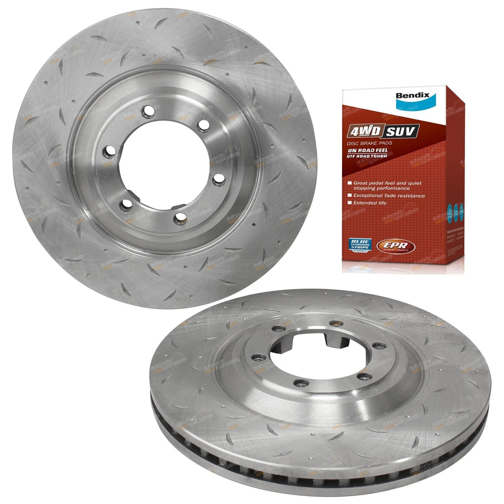 Front Slotted Drilled Disc Brake Rotors & Bendix Pads for D-Max (2012–2023)