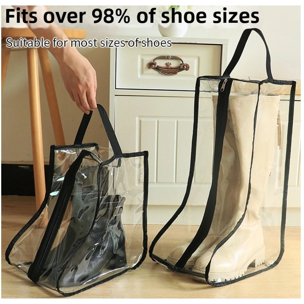 Shoe Storage Bag for Home Organization (PVC, Transparent, Sturdy Handle)