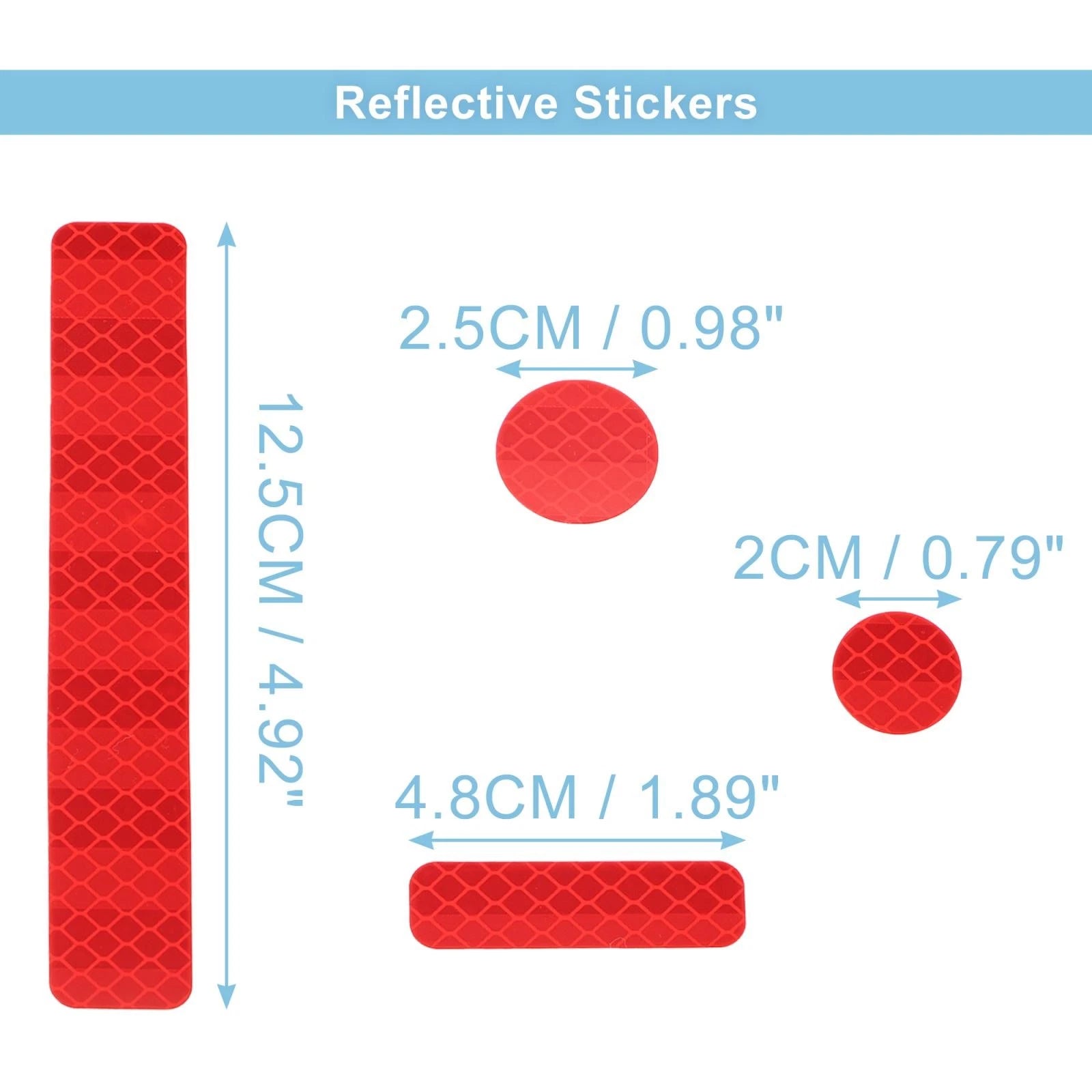 14pcs Reflective Stickers for Helmet Reflector for Bicycle Car Red (Universal)