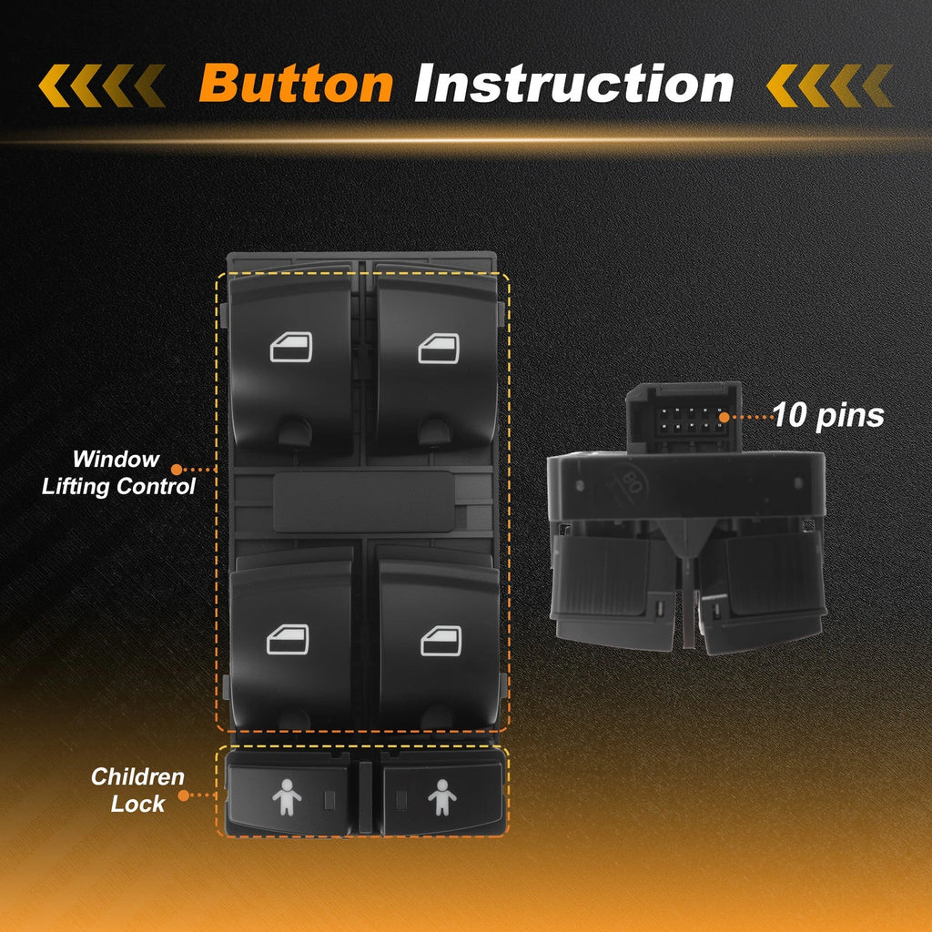 Front Driver Side Window Switch for Audi A6 C6 (2004–2011), Q7 4L (2006–2015)