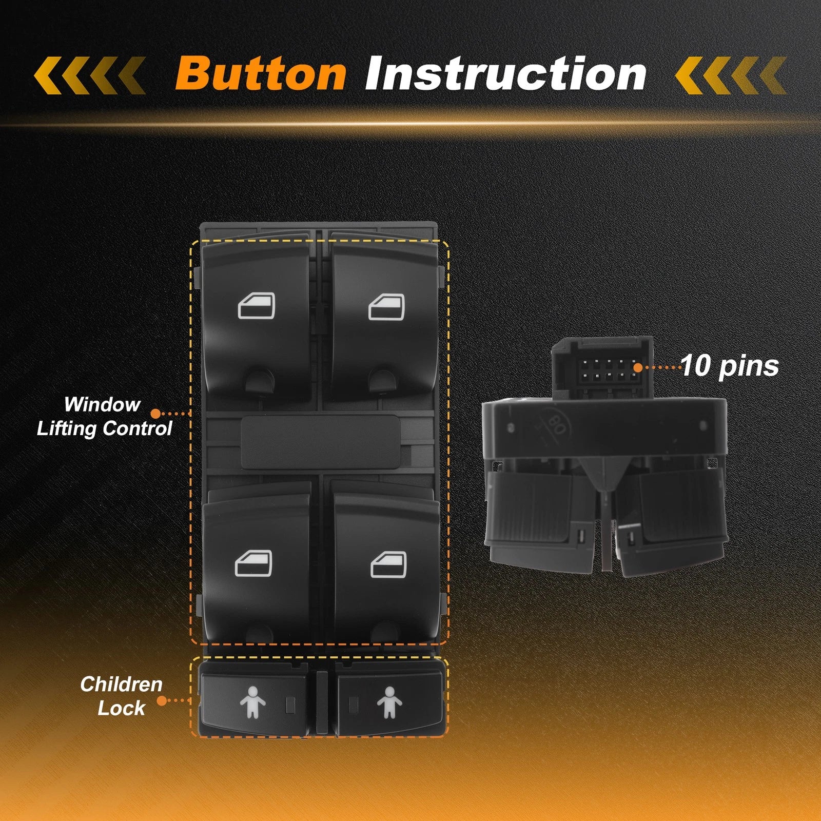 Front Driver Side Window Switch for Audi A6 C6 (2004–2011), Q7 4L (2006–2015)