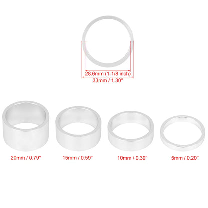 Bike Bicycle Headset Spacer Set for 1 1/8 Stem 5 10 15 20mm (Qty 4)