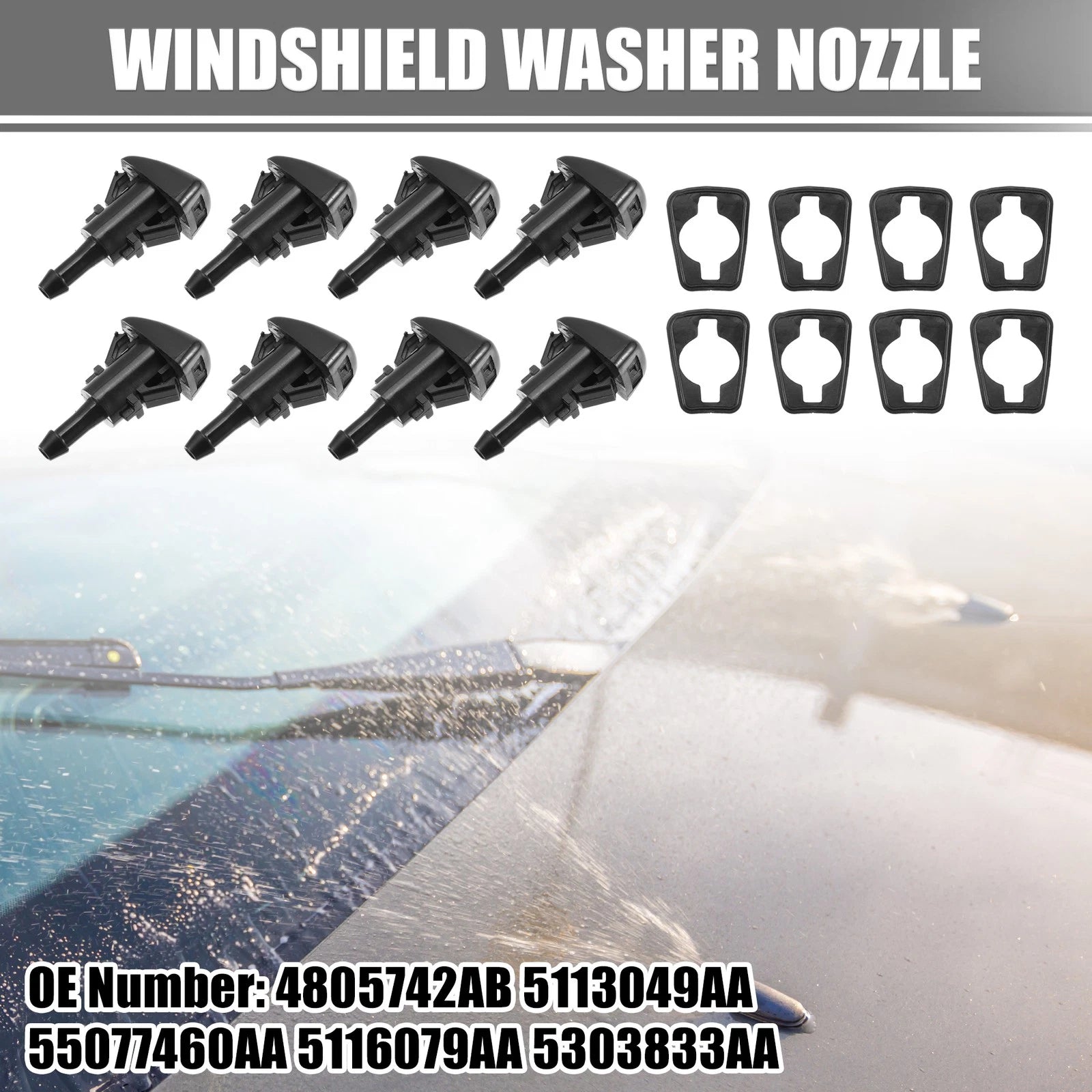8pcs Windshield Washer Nozzle Wiper Spray Jet for Dodge Caliber (2007–2012)