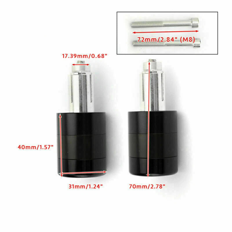 Set of 2 Heavy Weight Vibration Reducing Handle Bar Ends 7/8" 22mm