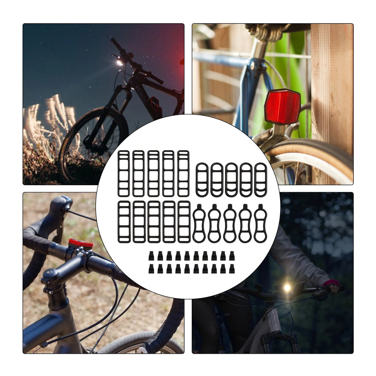 Set of 35 Bike Light Mounting Straps Silicone Rubber Bands