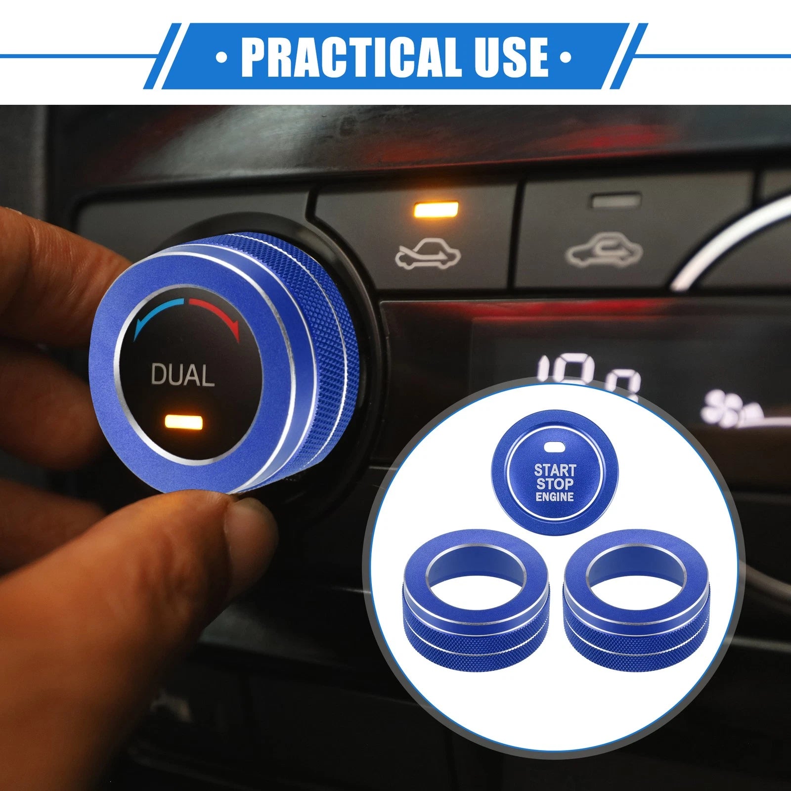 4 Pcs AC Climate Control Knob Ring Durable Replacement for Toyota RAV4 (2019–2023)