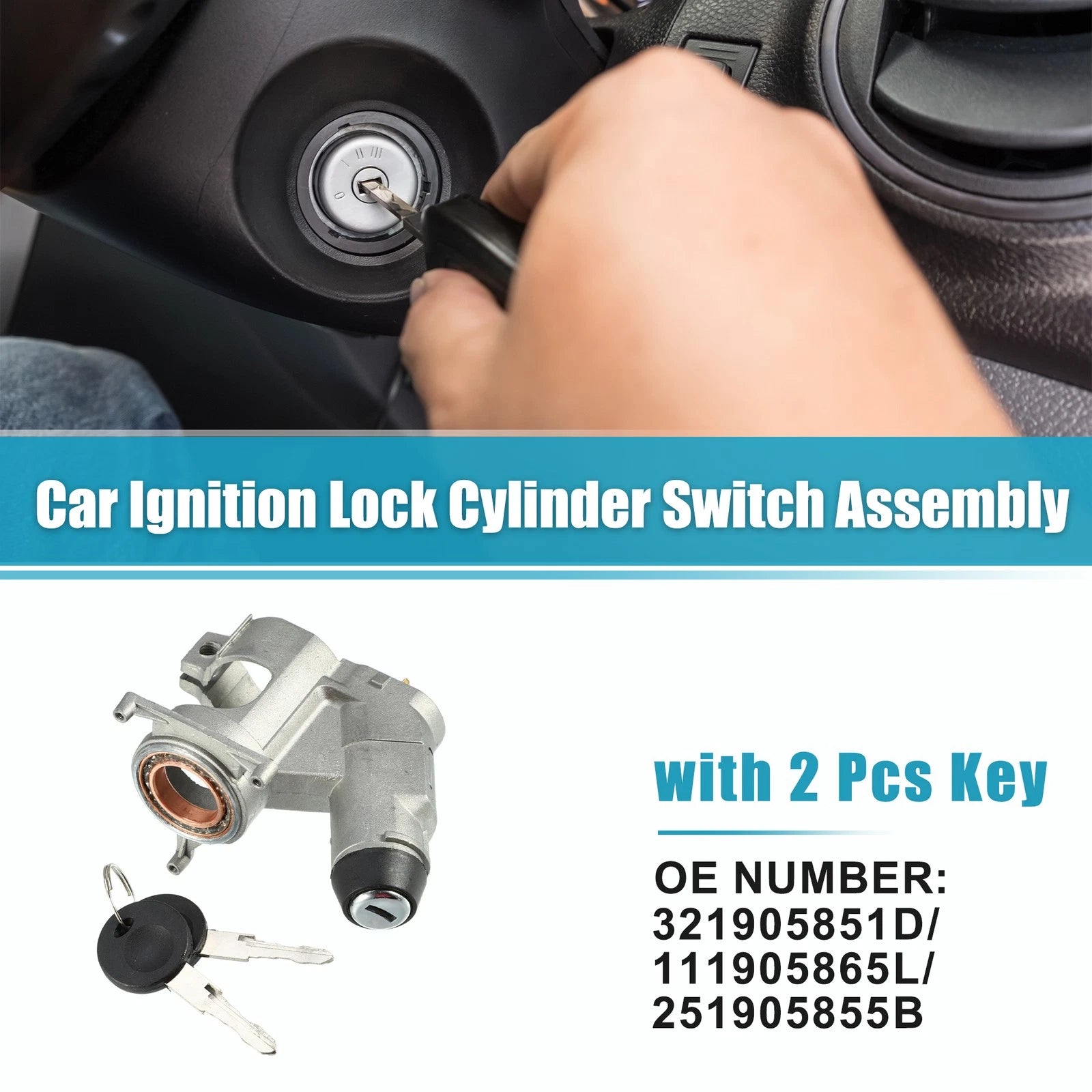 Ignition Lock Cylinder Switch Set with Keys for Audi 4000 (1972–1982)