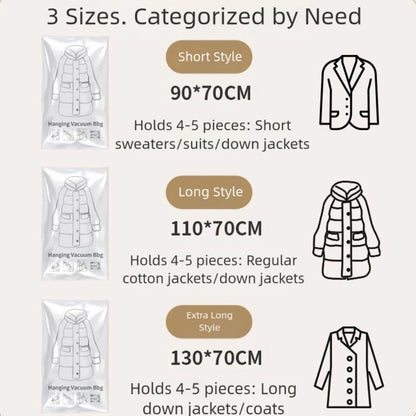 2X Hanging Vacuum Storage Bags with Double Zipper Seal for Clothes