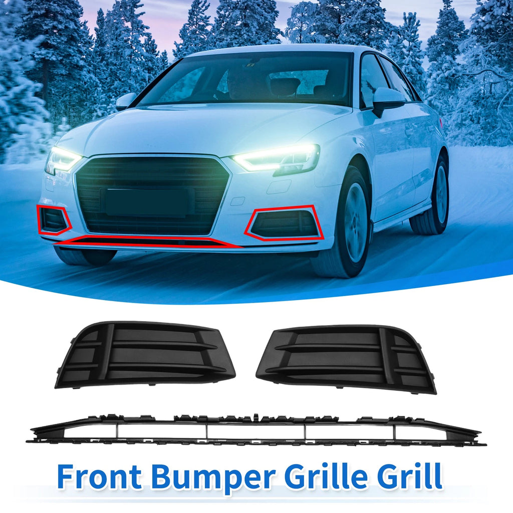 Front Lower Bumper Grille for Audi A3 A3PA (2017–2020) Without Hole