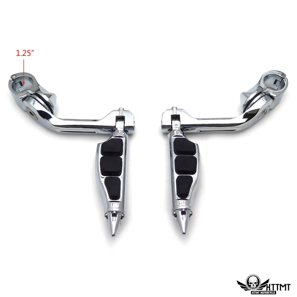 Chrome 5" Highway Foot Peg Kit for Yamaha V-Star & Harley Touring (1.25")