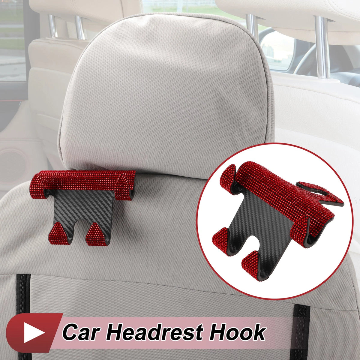 1 Pcs Universal Car Seat Headrest Hook for Purses and Bags (Red)
