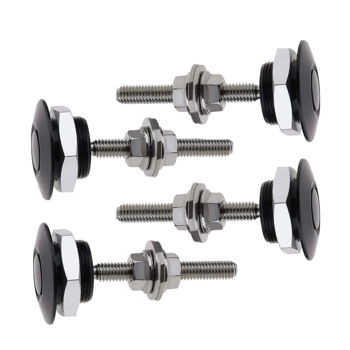Set of 4 Push Button Hood Lock Pins Quick Release for Bonnet Aluminum Black