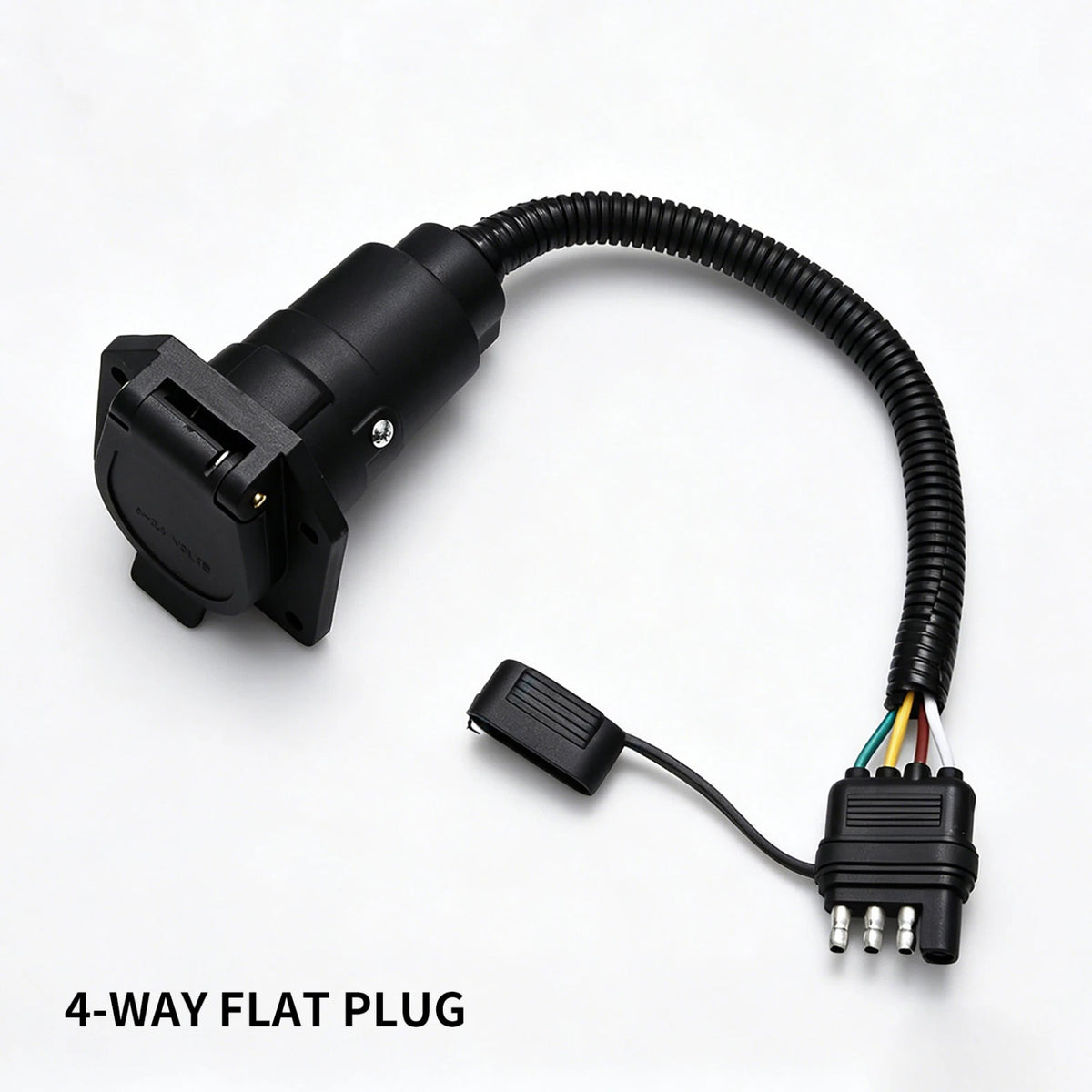 Flat 4 Pin to 7 Way Blade RV Trailer Plug Adapter Connector