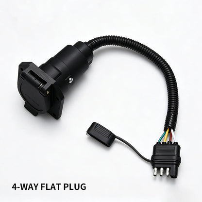Flat 4 Pin to 7 Way Blade RV Trailer Plug Adapter Connector