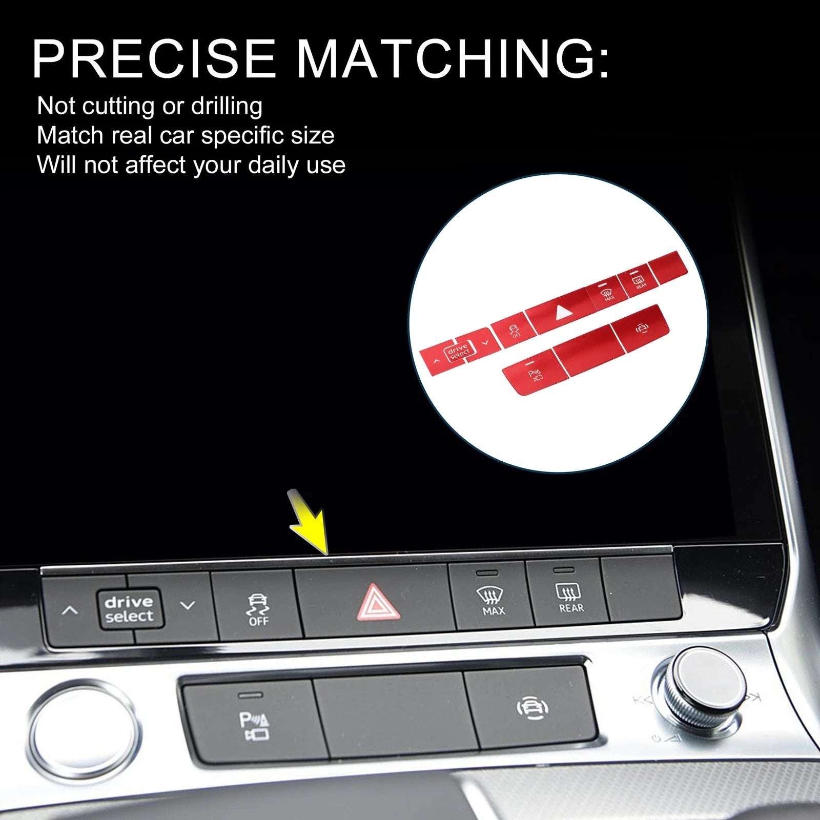 Central Control Buttons Cover for Audi A6 A7 (2019–2024) Red Alarm Switch