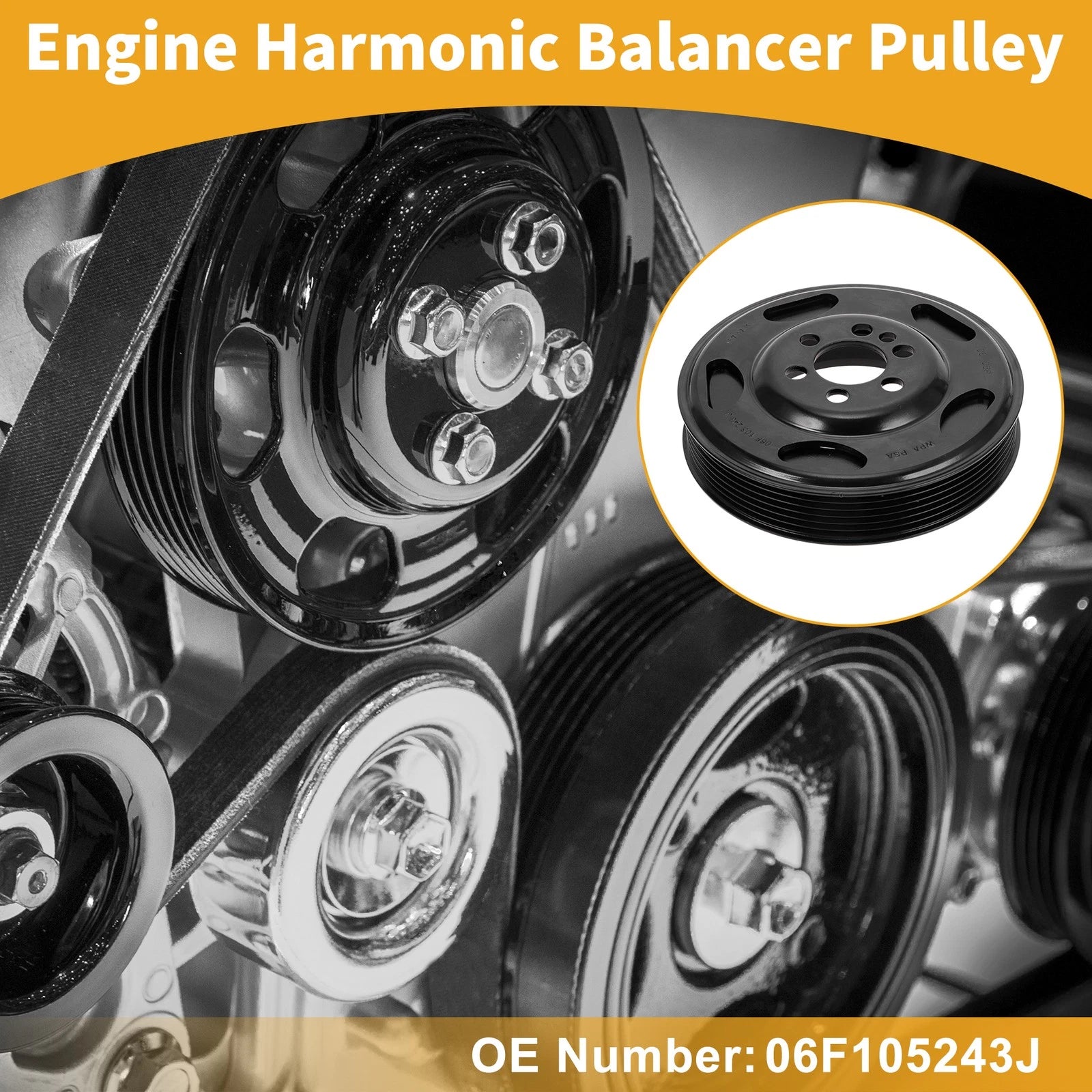 Engine Harmonic Balancer Crankshaft Pulley for Audi A3 (2006–2008)