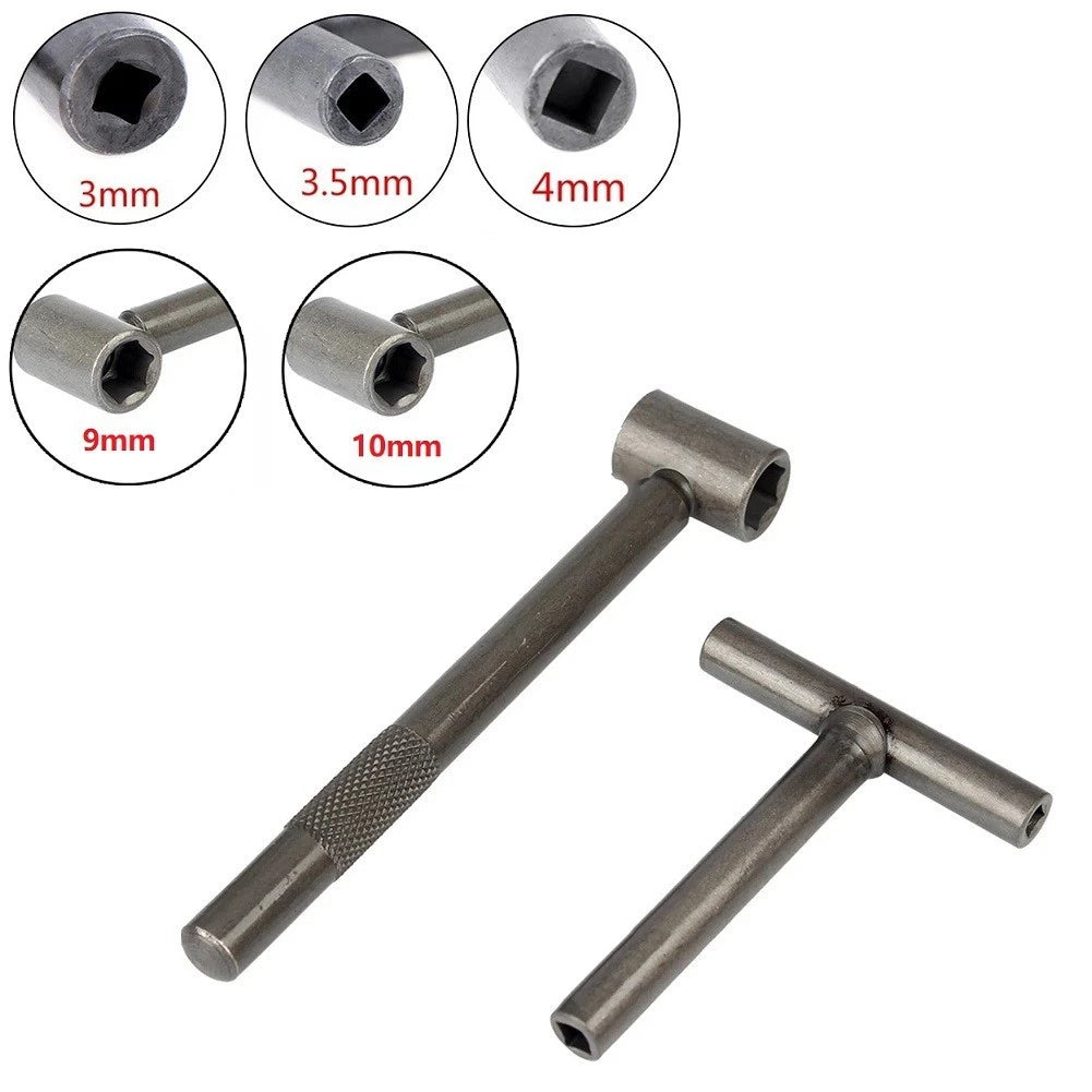 T Spanner Socket Wrench Set of 5 for Motorcycle Engine (3/3.5/4/9/10mm)