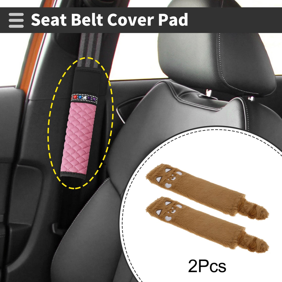 2X Seat Belt Cover Pad for Universal Vehicles (26cm)