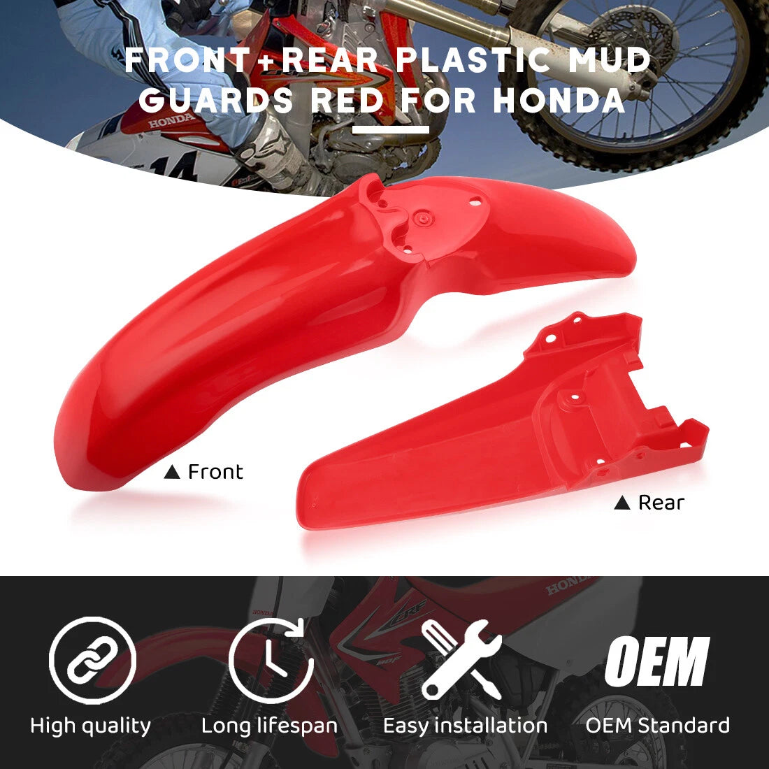 Mud Guard Fender Kit for Honda CRF80F CRF100F (2004–2008)