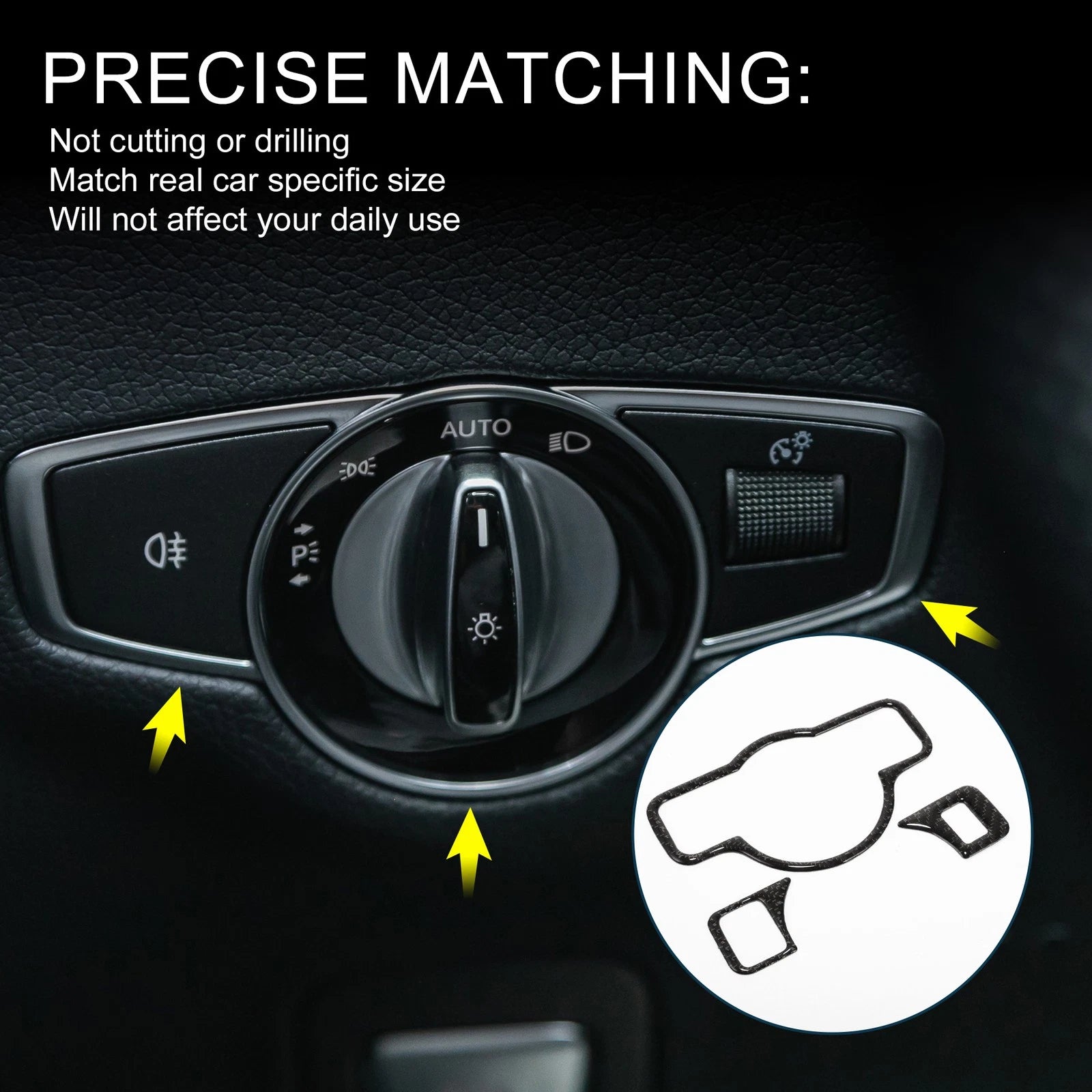 Headlight Switch Cover Sticker for Mercedes-Benz A B C E G CLA (2014–2019)